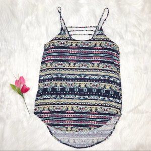 Mason + Mackenzie Ladder Back Aztec Tribal Stripe Tunic Tank Top Juniors